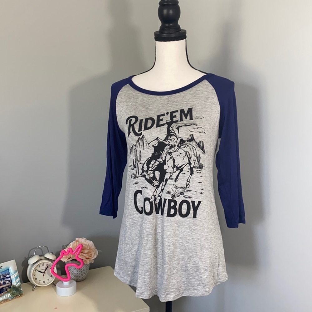 Ride ‘Em Cowboy Baseball Quarter Sleeve NWT